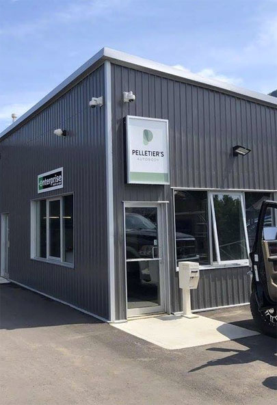 The current exterior facade of Pelletier's Auto Body